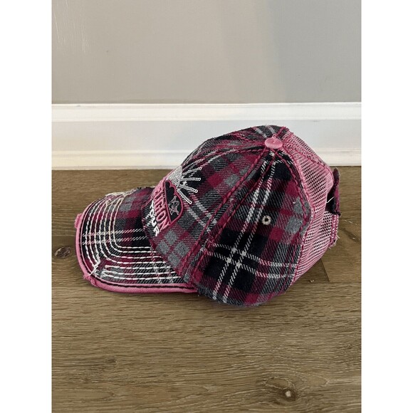 True Religion World Tour Buddha Hat Black Distressed Leather Strapback Adjustabl main image 8